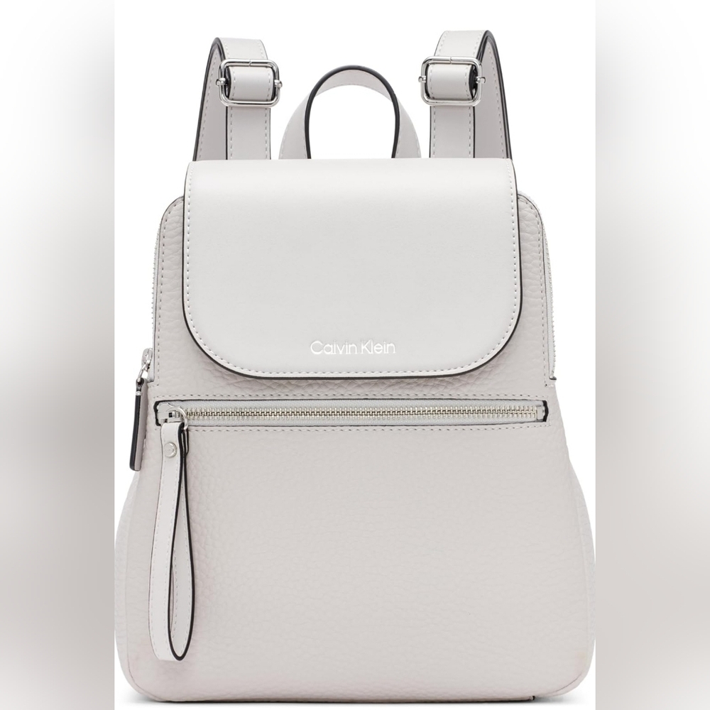 Calvin Klein Elaine Bubble Lamb Novelty Key Item Flap Backpack Dove Gray $168